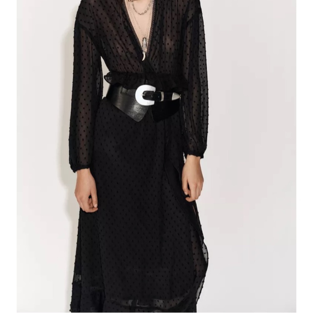 BNWT Zara ruffled dotted mesh dress medium